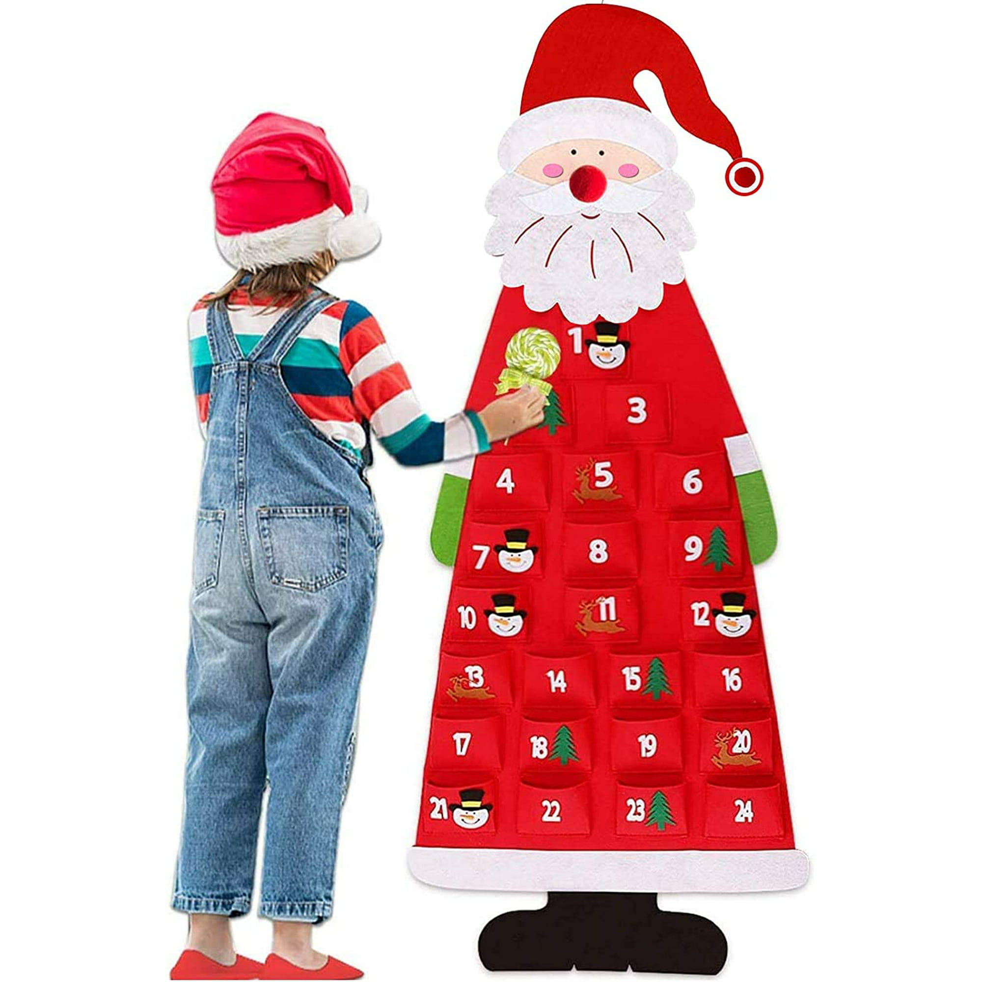 Anrapley 3.1ft DIY Felt Christmas Tree for Kids Christmas Tree with 33pcs Detachable Xmas Ornaments and LED String Light Window Door Wall Hanging Decorations Holiday New Year Party Gifts for Toddlers 